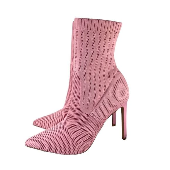 NWT Steve Madden Pink Stretch Knit Stiletto Bootie 9.5 - Picture 4 of 7